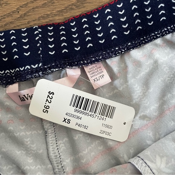 La Vie En Rose Super Soft Pyjama Shorts - Fair Isle Print - Navy Blue/Red/White - Picture 7 of 7